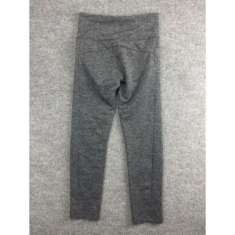 Athleta Tight Crop Pants Leggings Women's XS Black White 2 Zip Pockets Slit Hem - Picture 7 of 8